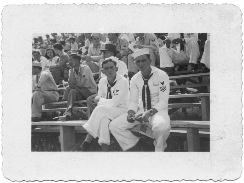 Honolulu03.jpg - Honolulu - Date unknown.Everett "Bull" Martin on the L / Jess Taylon on the R (Lee family photo album)